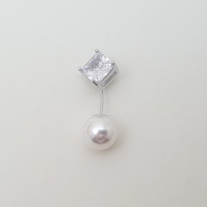 Chic Silber Quadrat Perle kurze Anstecknadel Silber Metall, Brosche Pin, Boutonniere Knopfloch Mode Hochzeit Gefälligkeiten, Schalnadel, Poncho Pin