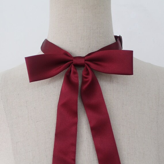 Wine Ribbon Tie: Adjustable Woman's Necktie - Etsy