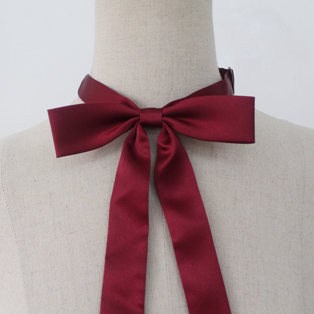 Wine Ribbon Tie: Adjustable Woman's Necktie - Etsy