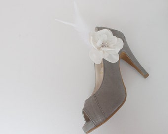 Feather Bridal Shoe Clips,Shoe Clips,Wedding Clips, Bridal Shoe Accessories,wedding shoes corsage,shoes clip