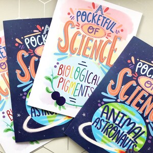 Biological pigments 8 page pocketful of science A5 zine biology colour rainbow STEM biochemistry illustration lettering image 3