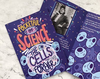 The cells that lived forever 8 page pocketful of science A5 zine - HeLa - cell culture - immortal cells- virology - biology- science gift