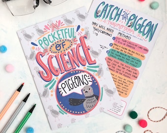 Pigeons!  8 page pocketful of science A5 zine - bird lover - nature facts- animals - experiment - illustration - STEAM - kids