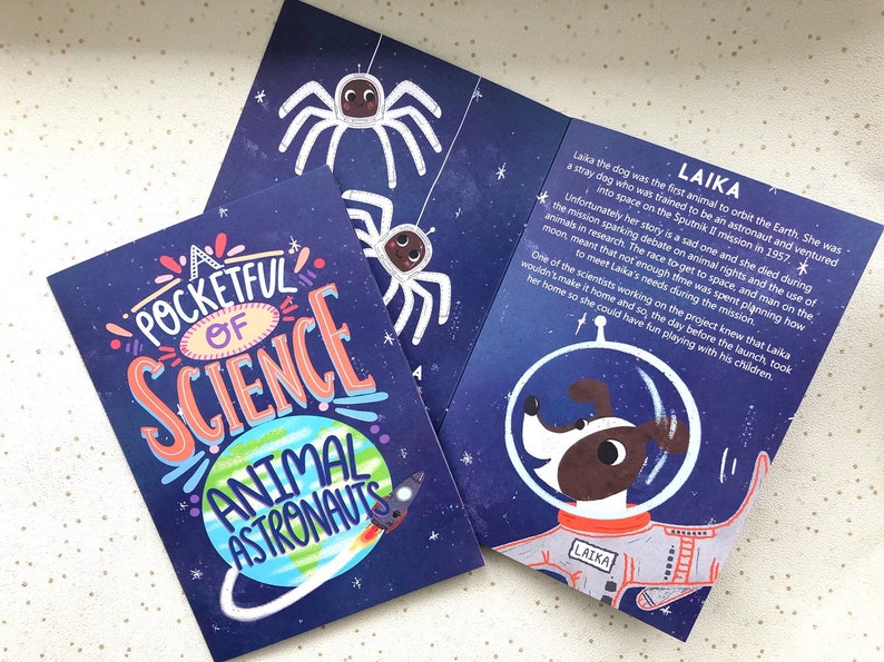 Animal astronauts 8 page pocketful of science A5 zine space rocket pets laika felicette ham the chimp fact file image 2