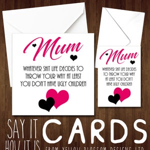 Divertente Scherzo Compleanno Festa della Mamma Biglietto d'auguri Bambini Brutti Sfacciato Spiritoso Battuta