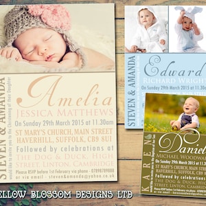 10 Taufe Geburtstag Namenstag Taufe Einladungen Junge Mädchen Zwilling Unisex Gemeinschaftsposter Typografie Gedruckt Fotokarten Natürlich Grün Braun