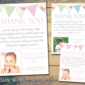 10 Foto Wimpelkette Shabby Chic Garten Party Feiern Taufe Geburtstag Namenstag Taufe Personalisierte Vintage Dankeskarten