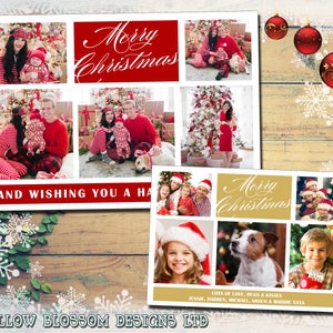 10 Personalised Christmas Photo Greeting Cards Boys Girls Twins Family Unisex Thank You Message Notes Kids Multi Photo Card Collage Montage