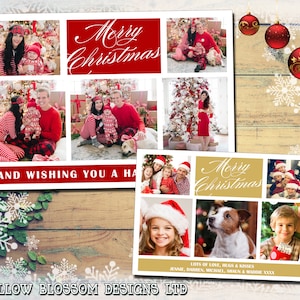 10 Personalised Christmas Photo Greeting Cards Boys Girls Twins Family Unisex Thank You Message Notes Kids Multi Photo Card Collage Montage