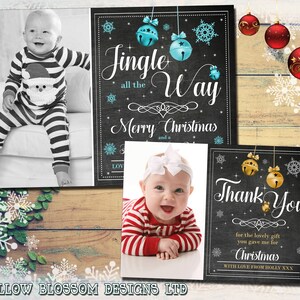 10 Jingle den ganzen Weg Personalisierte Weihnachtsfoto Grußkarten Junge Mädchen Zwillinge Familie Unisex Dankeschön Klappkarten Gedruckt Kinder