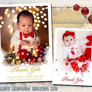 10 gepersonaliseerde kerstbedankkaarten met foto en enveloppen GRATIS LEVERING IN HET VK Kinderen Kind Baby Familie Premiumkwaliteit