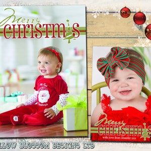 10 Personalisierte Weihnachtsfoto-Grußkarten Moderne Niedliche Vollfoto Effektive Elegante Zwillinge Familie Unisex Danke Klappkarten Kinder