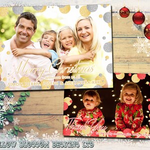 10 biglietti di auguri natalizi personalizzati con foto, ragazzi, ragazze, gemelli, famiglia, unisex, messaggio di ringraziamento, note, bambini, bambini, carini puntini glitterati stampati