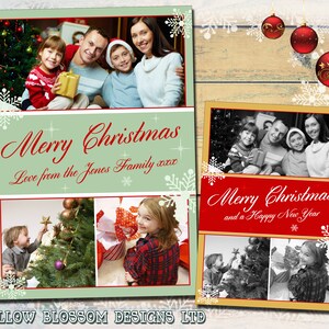 10 Green Red Gold Custom Made Family Keepsake Photo Christmas Greeting Cards Print Folded Postcard Festive Xmas Personalised Thank You Cards