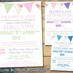 10 Shabby Chic Vintage Rustikal Taufe Geburtstag Namenszeremonie Tag Taufe Einladungen Junge Mädchen Zwillinge Unisex Gemeinsame Party Lädt Poster