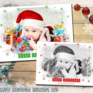 DRUCKBARE DIGITALE DOWNLOADABLE Foto Weihnachten Grußkarten Postkarte Schneeflocken Childs Foto Familie Tier Haustier Hund Katze Personalisierte Kid
