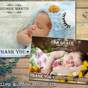 10 Paysage Naissance Bébé Nouveau-né Annonce Merci Cartes Garçon Fille Jumeaux Unisexe Pleine Impression Carte Photo Personnalisée Sur Mesure Mignon Moderne
