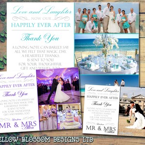 10 Love Laughter Happily Ever After Wedding Tarjetas de agradecimiento Personalizadas Sr. y Sr. con fotos impresas Sr. y Sra. Postales dobladas Sra. y Sra.