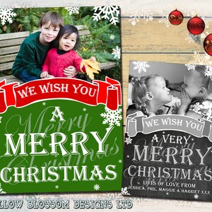 10 Joyeux Noël Photo imprimée Cartes de vœux de Noël Carte postale pliée Enfants personnalisés Enfants Bébé Vert Rouge Argent Gris Crème Or