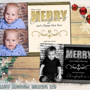 Paquete de 10 paquetes personalizados de tarjetas de felicitación de Navidad + sobres amigo de la familia plano o doblado Notas de agradecimiento en blanco dentro de los abuelos