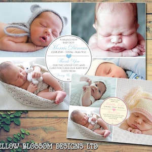 10 biglietti di ringraziamento per nascita, nascita, nascita di un bambino, con 10 foto multiple, per ragazzo, ragazza, gemelli, unisex, carini, stampati, personalizzati, moderni su misura