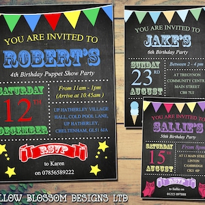 IMPRIMABLE NUMÉRIQUE TÉLÉCHARGEABLE Tableau noir Bunting Poster Style Invitations Ice Cream Party Invites Owls Boys Girls Twins Joint Personnalisé