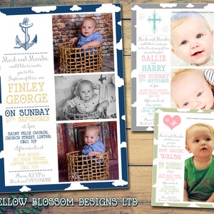 DRUCKBARE DIGITALE DOWNLOADABLE Jungen Mädchen Zwillinge Personalisierte Taufe Namenstag Taufe Einladungen Gemeinsames Kreuz Religiöses Foto lädt ein