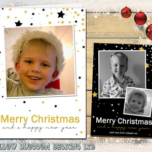 Pak van 10 kerstbedankkaarten met foto gepersonaliseerde familievrienden kind kinderen verjaardag elke gelegenheid platte of gevouwen kaarten