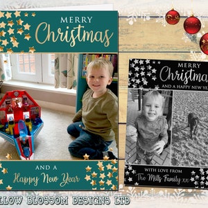 Pak van 10 kerstbedankkaarten met foto gepersonaliseerde familievrienden kind kinderen verjaardag elke gelegenheid platte of gevouwen kaarten