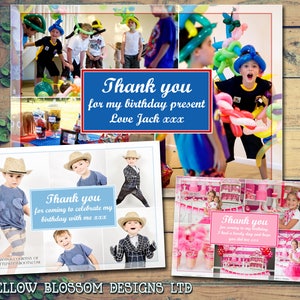 10 fotomontaggi di foto Biglietti di ringraziamento per bambini Ragazzo e ragazza Festa congiunta Battesimo Compleanno Giorno del nome Battesimo Personalizzato Blu Rosso Rosa Azzurro