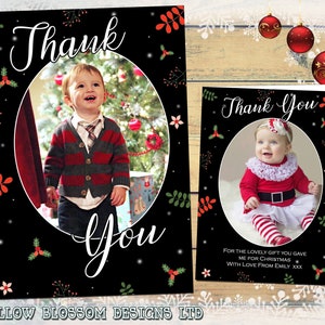 10 gepersonaliseerde kerstbedankkaarten met foto en enveloppen GRATIS LEVERING IN HET VK Kinderen Kind Baby Familie Premiumkwaliteit
