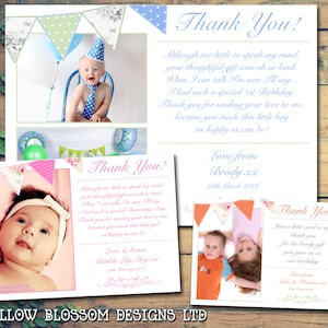 10 Funky Bunting Garden Party Battesimo Compleanno Naming Day Battesimo Celebrazioni Personalizzate Foto Vintage Biglietti di ringraziamento Ragazzo Ragazza Gemelli