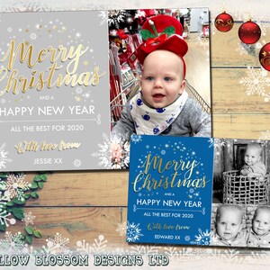 Paquet de 10 cartes de vœux de Noël personnalisées + enveloppes Ami de la famille plat ou plié Notes de remerciement vierges à l’intérieur des grands-parents