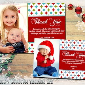 10 Élégant Diamant Imprimé Photo Noël Cartes de Remerciement Carte Postale Pliée Enfants Personnalisés Enfants Bébé Enfant Garçon Fille Jumeaux Amusant Frères et Sœurs