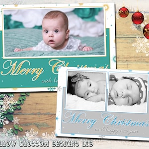 10 Fotos de bebé hechas a medida Tarjetas de felicitación de Navidad Imprimir Postal doblada Navidad festiva Tarjetas de agradecimiento personalizadas Boy Girl Twins Keepsake