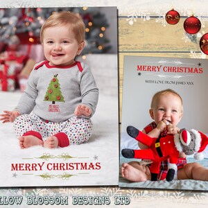 10 gepersonaliseerde kerstkaarten met foto, jongen, meisje, tweeling, familie, dank u, kinderen, gevouwen kaarten, shabby chic, GRATIS enveloppen en bezorging in het Verenigd Koninkrijk