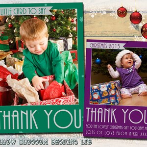 10 Foto Navidad Tarjetas de agradecimiento Postal doblada Niños niños niños bebé verde púrpura oro regalo regalo gracias linda diversión moderna