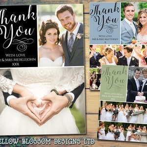 10 moderne klassieke fotobruiloft bedankkaarten gepersonaliseerde heer en heer met gedrukte foto's heer en mevrouw gevouwen blanco platte ansichtkaarten mevrouw en mevrouw