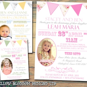 10 Namenszeremonie Tag Taufe Geburtstag Taufe Einladungen Junge Mädchen Zwillinge Unisex Gemeinsame Gedruckte Fotokarte Lädt Shabby Chic Vintage