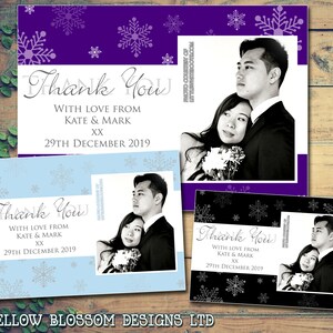 10 Copos de Nieve Boda de Invierno Tarjetas de Agradecimiento Personalizadas Sr y Sr. con Fotos Impresas Sr. y Sra. Postales planas en blanco dobladas Sra. y Sra.
