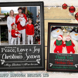 Peace Love Joy 10er Pack Od Foto Personalisierte Weihnachtsgrußkarten Junge Mädchen Zwilling Familie Dankeschön Gefaltet Bedruckt Kinder Maßgeschneidert