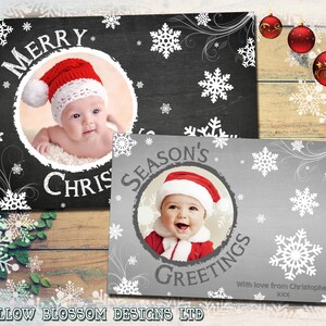 10 Pizarra Bebé Niño Copos de Nieve Familia Recuerdo Foto de Navidad Tarjetas de Felicitación de Navidad Postal Doblada Boy Girl Tarjetas de Agradecimiento Personalizadas