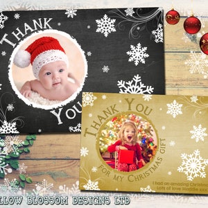 10 Nach Maß Familien-Andenken-Foto-Weihnachts-Dankes-Karten Gedrucktes Foto Klapp-Postkarte Personalisiert Gold Schwarz Weiß Silber Kinder Kind