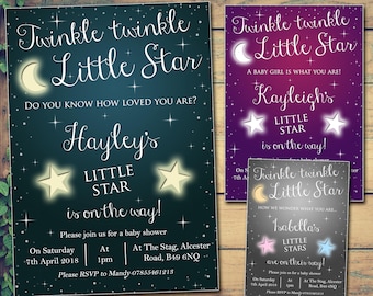10 Personalisierte Babypartyeinladungen Junge Mädchen Zwillinge Unisex Gemeinsame Party Twinkle Twinkle Little Star Weißt du, wie geliebt du bist süß
