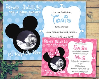Mickey Mouse Baby Shower Invitations Etsy