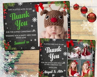 10 Personalised Christmas Thank You Cards With Photo & Envelopes FREE UK DELIVERY Kids Child Blanks Pack Bundle