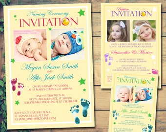 Invitación personalizada para ceremonia de bautizo o nombramiento: Tarjeta con foto