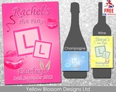 Wine Champagne Prosecco Hen Party Weekend Bride To Be Wedding Gift Personalised Label Friend For Her Sister Pink Blue Puple Lips L Plates