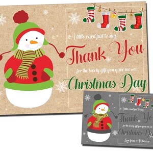 10 cartes de remerciement de Noël personnalisées Bonhomme de neige Garçon Fille Joint Enfants Enfants