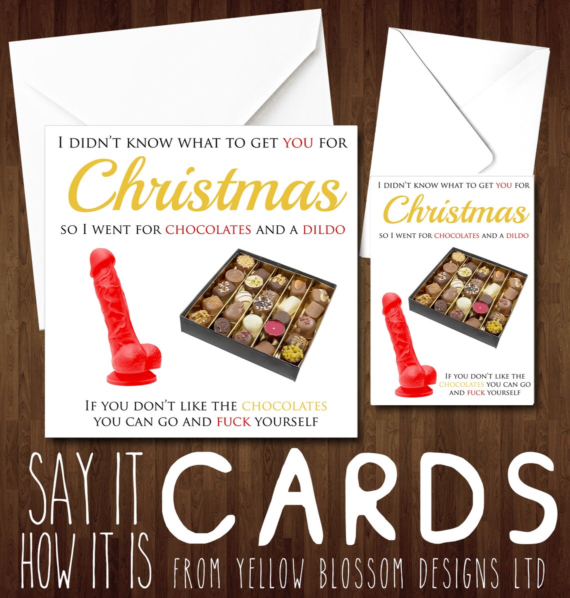 Funny Rude Comical Christmas Card Box Of Chocolate & Dildo You Etsy